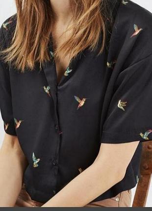 Атласна сорочка з колібрі