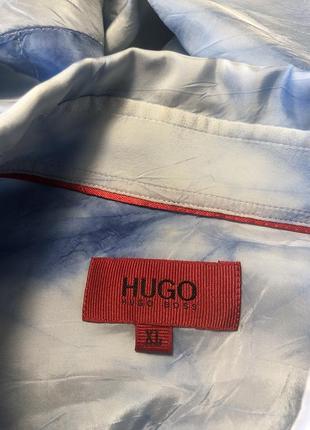 Оригинальная рубашка hugo boss тай дай голубая с белым4 фото