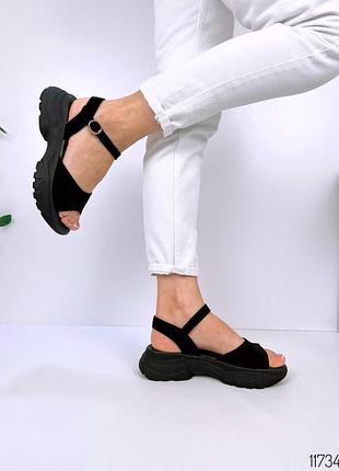 Замшеві босоніжки жіночі натуральна  замша чорні замшевые босоножки женские чёрные натуральная  замша