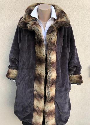 Двухсторонняя куртка-шубка,пальто меховое,плащ,тренч,большой размер6 фото