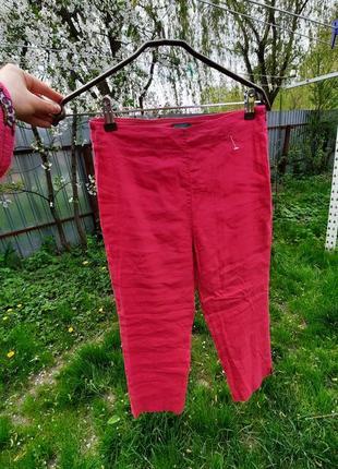 Льняные укороченные брюки,бриджи с высокой посадкой