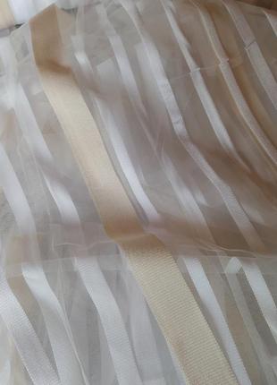 Тюль смужками бєж біла нова турецька гардина штора занавіска3 фото
