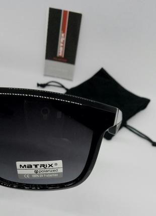 Matrix чоловічі оригінальні сонцезахисні окуляри маска чорні глянсові поляризированные8 фото