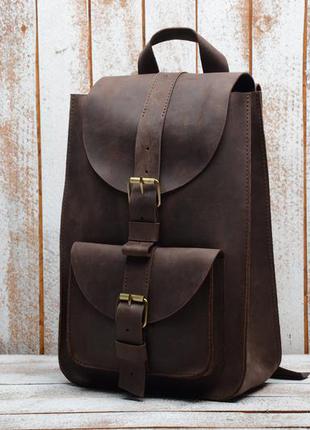 Кожа. ручная работа. кожаный коричневый женский рюкзак, рюкзачок.