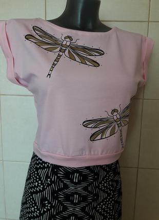 Красива модна укорочена,рожева футболка без рукавів,на поясі gusse,one size,на s/m/l3 фото