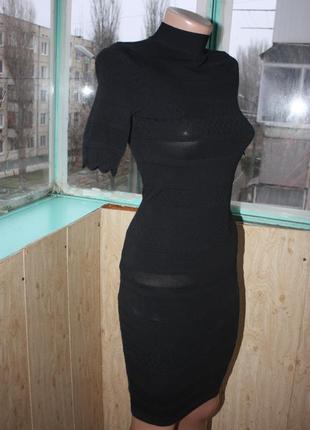 Стильное чёрное платье мини по фигуре от zara4 фото
