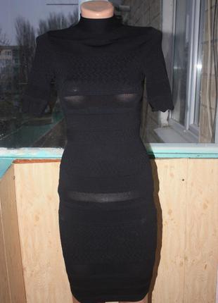 Стильное чёрное платье мини по фигуре от zara3 фото