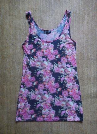 Акция! 1+1=3!!! майка цветочный принт topshop