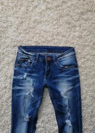 Полная разпродажа! стильные рваные женские джинсы amisu примерно на xxs в прекрасном состоянии2 фото