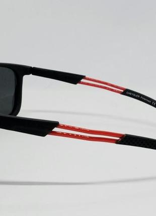 Cheysler sport очки мужские солнцезащитные черные поляризированные с красными вставками3 фото