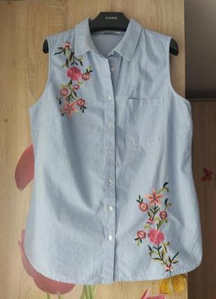 Натуральная блуза с вышивкой 50-52 размер1 фото