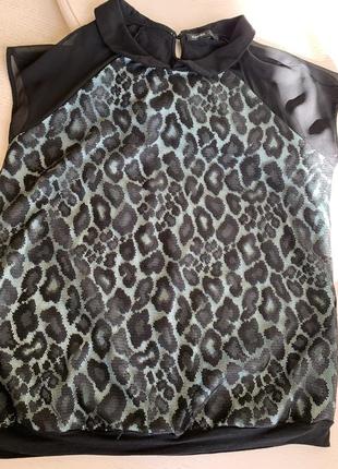 Женская футболка mango размер m-l леопард лео, бирюзовая