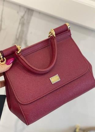Маленькая мини сумка бренд бордо красная кожа
