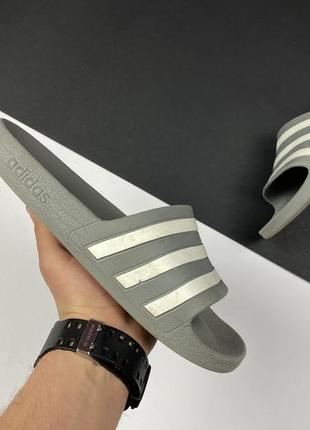 Шлепки adidas original тапочки серые на лето