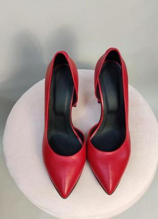 Ексклюзивні туфлі човники італійська шкіра і замша люкс червоні5 фото