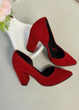 Эксклюзивные туфли лодочки итальянская кожа и замша красные2 фото