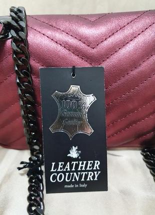 Нова шкіряна сумка клатч leather country під gucci червона срібляста4 фото