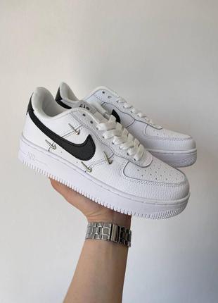 Nike airforce af1 lx chrome swooshees white black новинка трендові білі кросівки найк форс весна літо осінь білі кросівки трендові