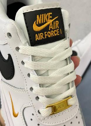 Nike air force 1 white black gold трендові кросівки найк форс білі весна літо осінь женские трендовые крутые белые кроссовки5 фото