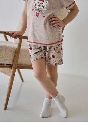 Піжама для дівчинки з шортами котик 103863 фото