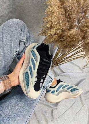 Adidas yeezy boost 700 v3 kyanite трендові кросівки адідас ізі блакитні весна літо осінь унісекс жіночі чоловічі голубые кроссовки светятся в темноте