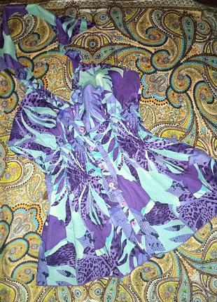 Блузка летняя, через шею, яркая