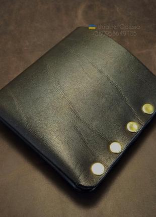 Шкіряний чоловічий гаманець коричневий.тонкий міні гаманець на магніті.