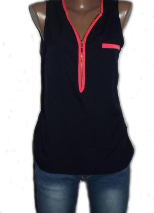 Турецкая блуза рубашка без рукавов топ с неоновым кантом / eka, m