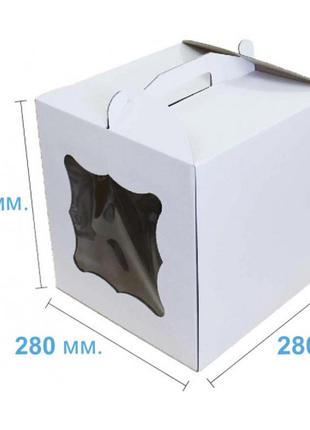 Коробка с окошком белая (28х28х30 см) для торта1 фото