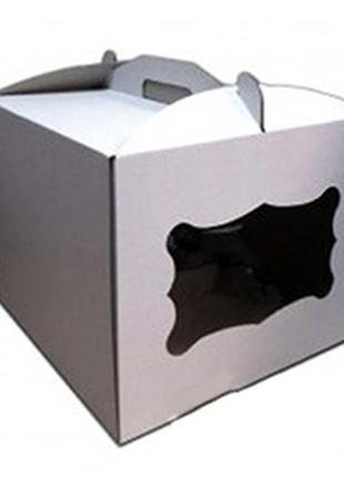 Коробка с окошком белая (23х23х21 см) для торта