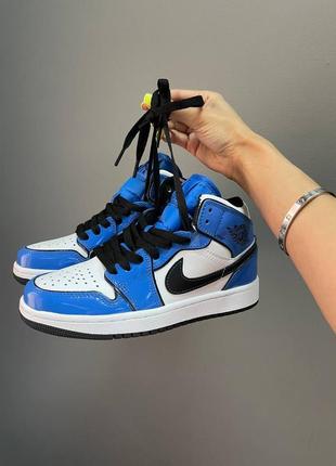 Жіночі високі шкіряні лаковані кросівки nike air jordan 1🆕 найк аір джордан2 фото