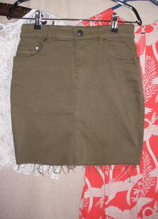 Коротка міні стретч котон спідничка  з кишенями