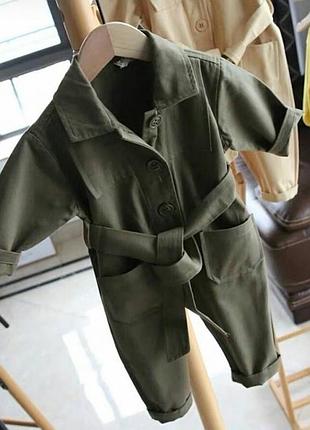 Стильный зеленый комбинезон для мальчиков и девочек