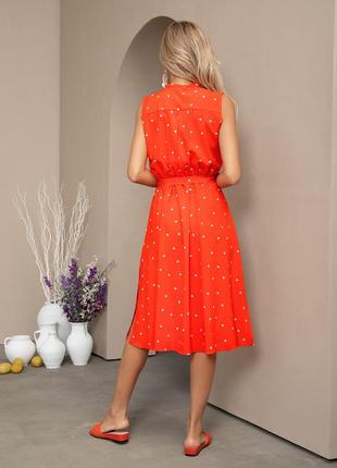 Помаранчеве плаття-сорочка в горох3 фото