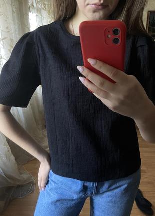 Черная футболка zara блуза жатка