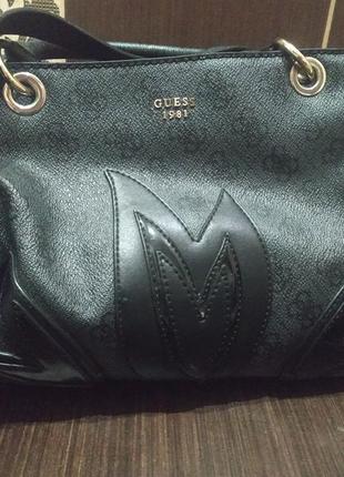 Монограмна жіноча сумка, сумочка guess women's jaden girlfriend blackbag sg678506
