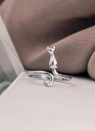 Набір сережки кільце срібло комплект котик сережки кільце3 фото