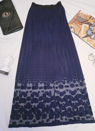 Гіпюрова спідниця максі густо-синього кольору1 фото