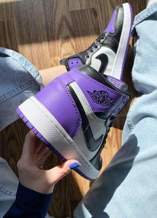 Nike air jordan retro high court purple трендові фіолетові кросівки найк джордан унісекс весна літо осінь фиолетовые высокие кроссовки7 фото