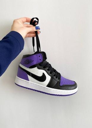 Nike air jordan psg high court purple трендові фіолетові кросівки найк джордан унісекс весна літо осінь фіолетові високі кросівки10 фото