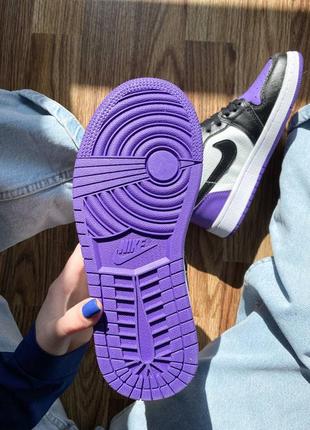 Nike air jordan retro high court purple трендові фіолетові кросівки найк джордан унісекс весна літо осінь фиолетовые высокие кроссовки6 фото