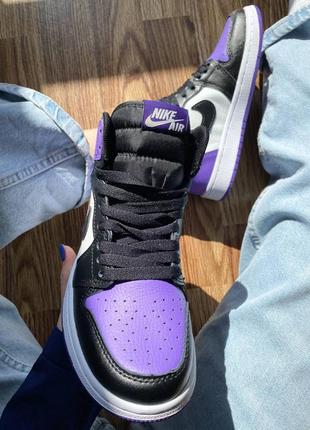 Nike air jordan psg high court purple трендові фіолетові кросівки найк джордан унісекс весна літо осінь фіолетові високі кросівки5 фото