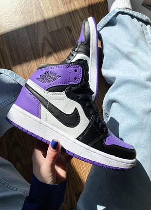 Nike air jordan psg high court purple трендові фіолетові кросівки найк джордан унісекс весна літо осінь фіолетові високі кросівки4 фото