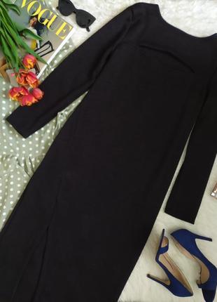 Стильне чорне плаття міді з розрізами розмір l ангора