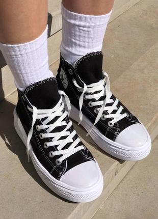 Чоловічі високі чорно-білі кеді converse high 🆕 кеді конверс2 фото