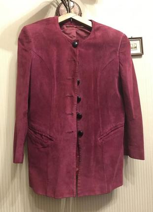 Жакет женский из натуральной замши малиновый yessica оригинал