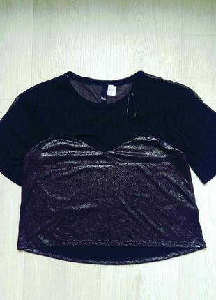 Красивая укороченая футболка h&m.