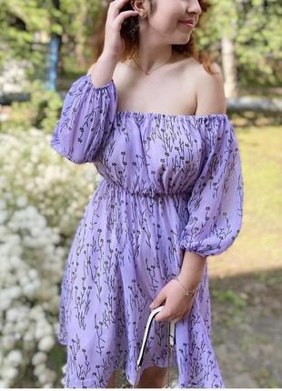 Милое 🥰 платье сиреневое цветочек шифон