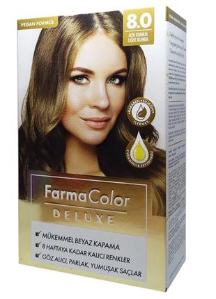 Крем-фарба для волосся farma color deluxe світлий блонд 8.0