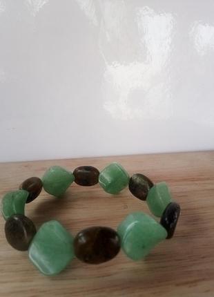 Браслет нефріт і лабрадор фігурний цільноточений